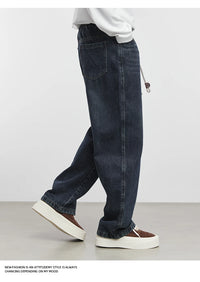 Fashion Men's Straight Jeans 2025 Autumn New Elastic Waist Retro Distressed Washed Jeans Men's Straight Casual Pants