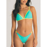 Miyouj Triangle Swimsuits Bandage Bikinis Bordered Swimwear Solid Bathsuit Sexy Two Piece Suit Low Waist Swimsuit Women Bikini