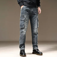 Jeans for Men Straight Male Cowboy Pants with Pockets Trousers Cargo Regular Aesthetic New in Stacked Korean Fashion Trend 2025