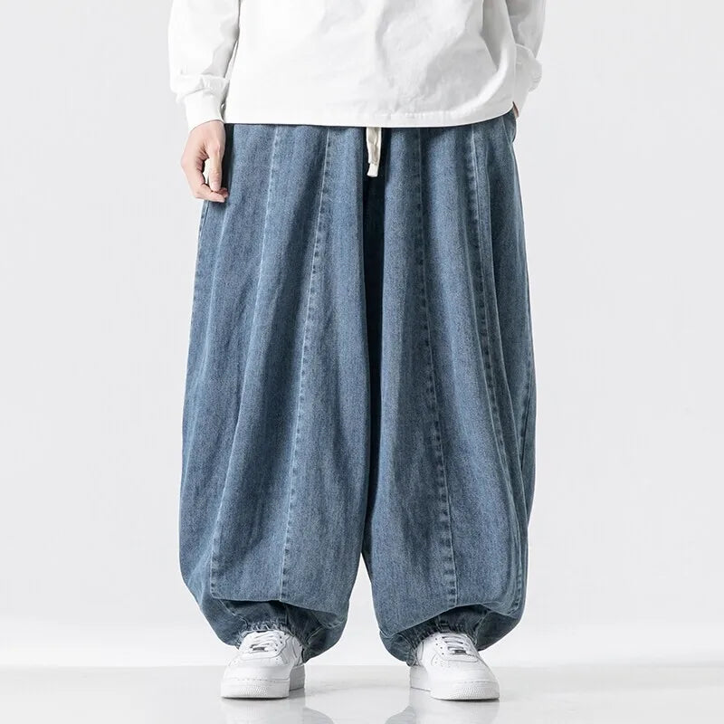 Men's Wide Leg Jeans Fashion Loose Hip Hop Denim Pants Male Solid Streetwear Vintage Straight Japanese Styles Wide Leg Pants Man