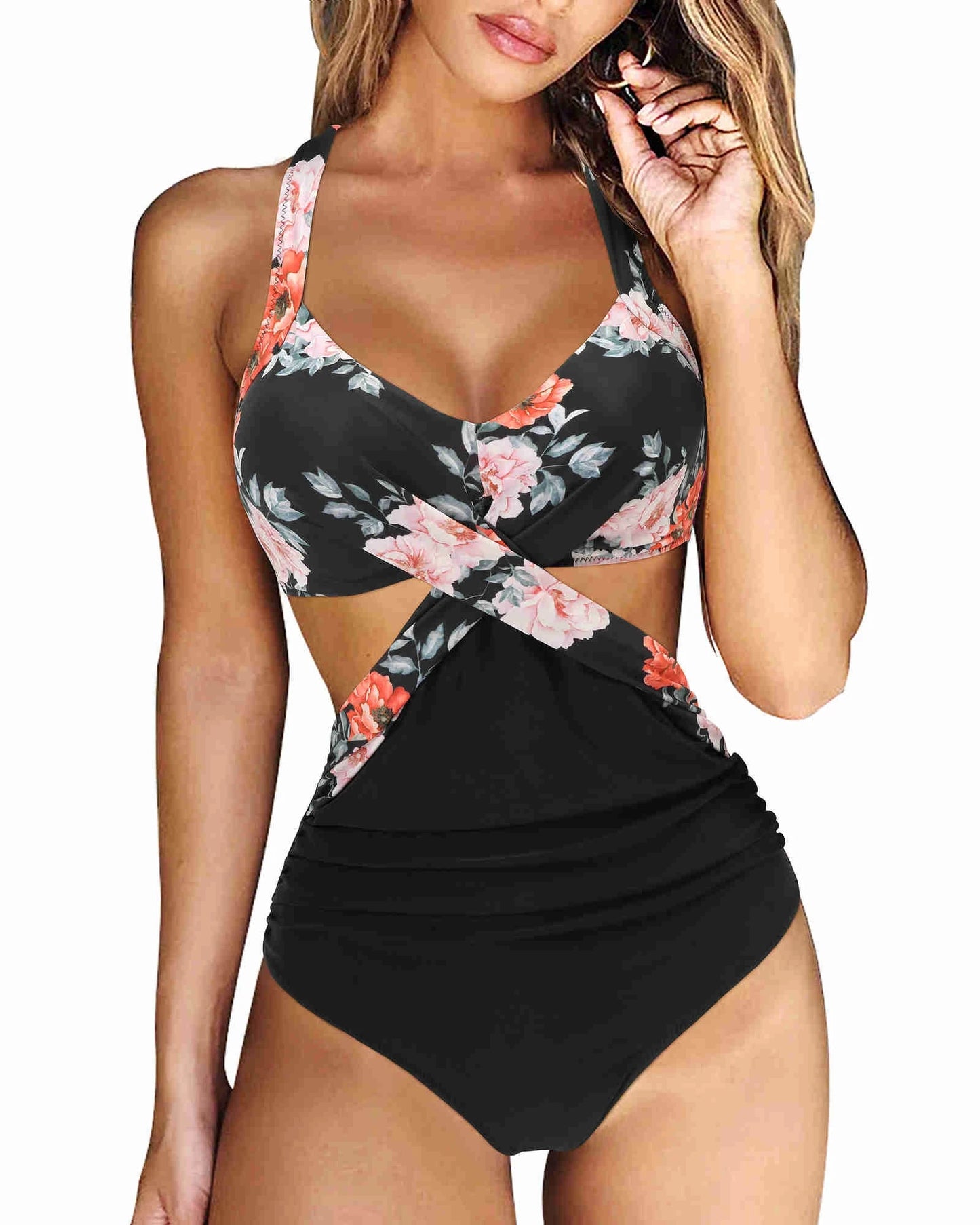 One Piece Tankini Swimwear 2023 New Solid Halter Plus Size Brazil Beach Push-Up Bathing Suit High Waist Bodysuit Monokini bikini