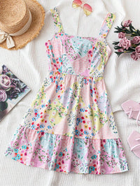 【Boho Chic】Floral Strapless Dress with Back Tie Detail, Summer Bridesmaid Guest Dress for Garden Party, Date Night