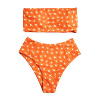 Leopard Bikini High Waist Swimsuit Women Bikini 2022 Push Up Bandeau Women Off Shoulder Beach Swimming Suit Brazilian Swimwear