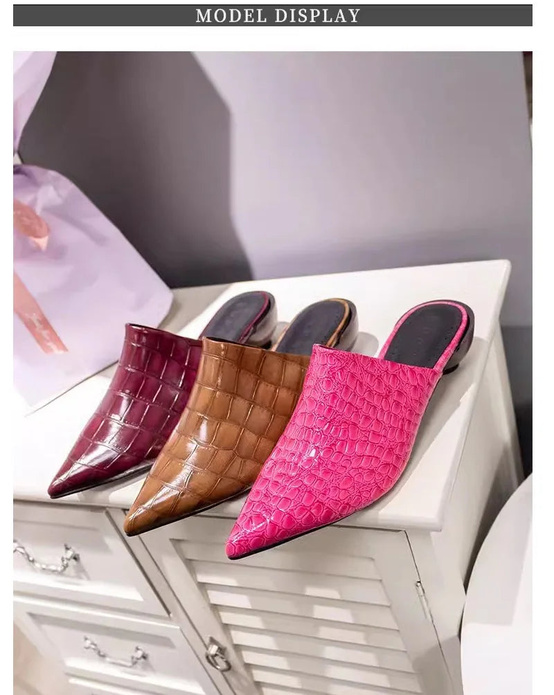 Sandals New European American Lady Slides Sexy Pointed Toe Ball Heel Slippers All Matched Women Summer Shoes Female Mules Shoe