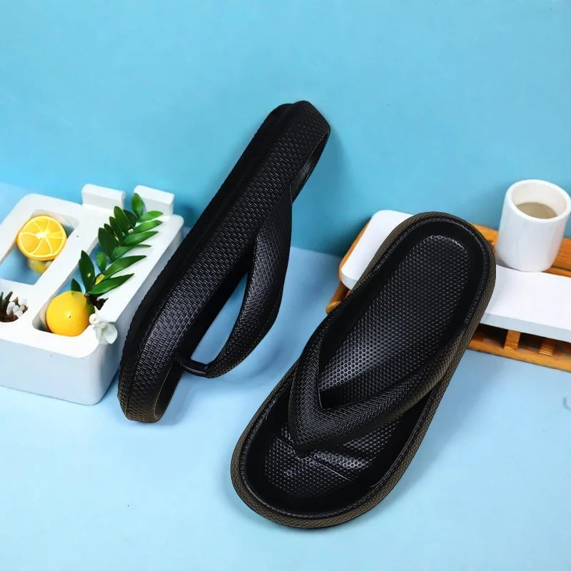 Ladies Lightweight Solid Color Sandals - Casual Indoor/Outdoor Couples Flip Flops, Comfortable Slip-On Beach Footwear