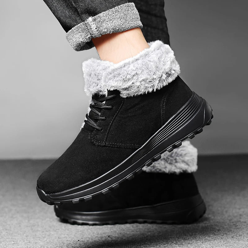 Winter Boots for Men 2025 New Plush Snow Boots Men Ankle Boots Warm Black Couple Cotton Couples Platform Shoes Sneakers