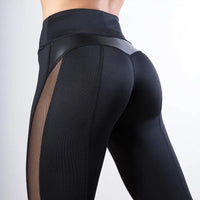 Sports Running Fitness Pants Mesh Breathable Splicing Cropped Pants High Waist Slim Fit Hip Lifting Yoga Pants Women Leggings