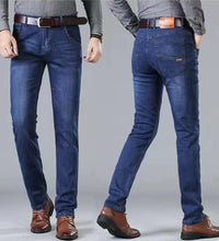 2025 Spring Autumn New Men's Jeans Casual Straight Stretch Fashion Classic Blue Black Work Denim Trousers Male Brand Clothing