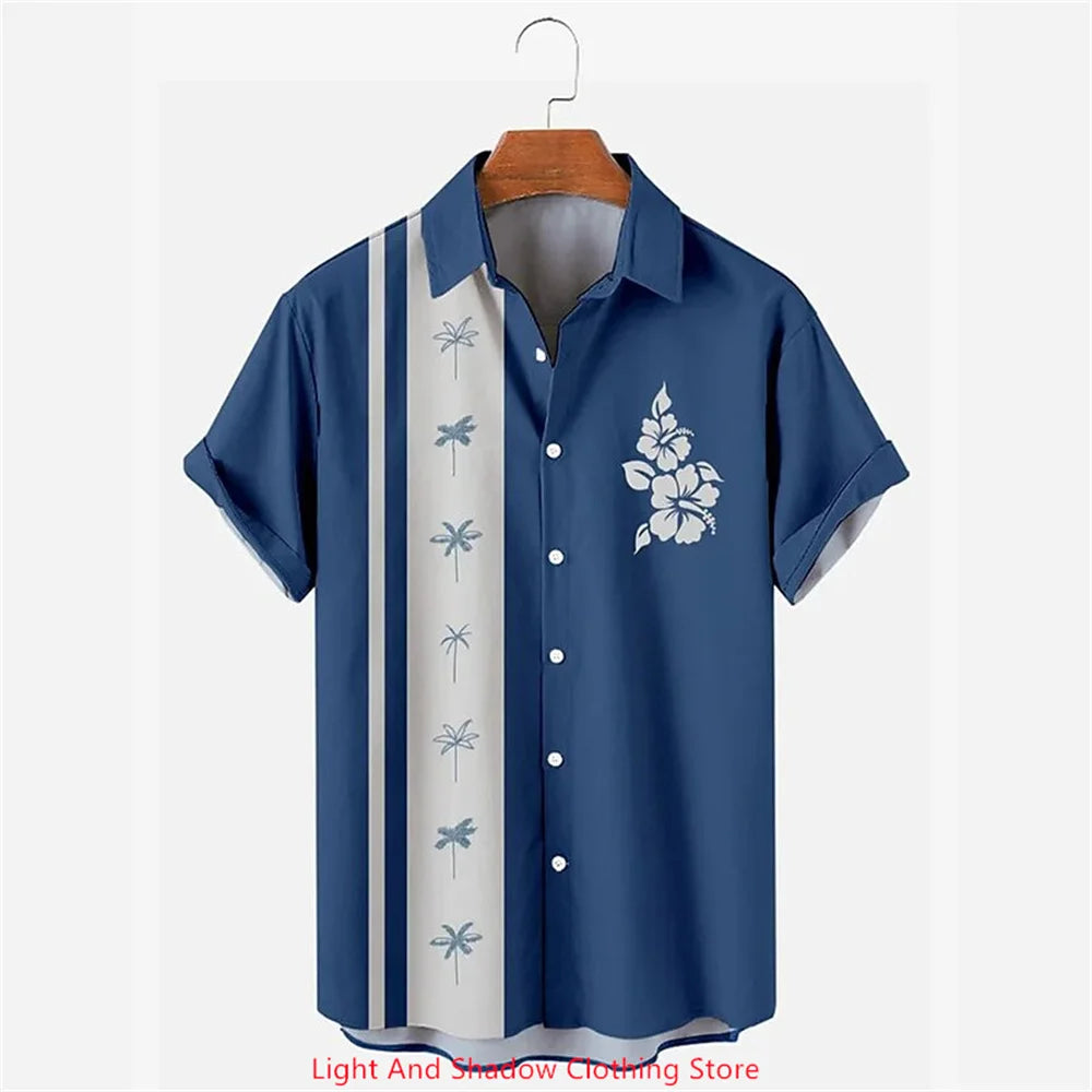 Men's button up shirt short sleeved sports fashion streetwear outdoor casual daily summer spring collar printed button up shirt
