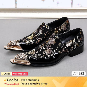 Square Square Rivet Style Casual Leather Shoes Fashionable Personality Comfortable Men's Shoes Trendy Leather Ninth Pants Shoes