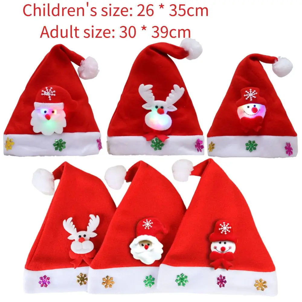 Adults Kids Christmas Hats Non-woven Fabric Santa Claus Xmas Hats Cap Merry Christmas New Year Festival Party Decorations