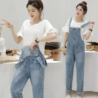 Denim Jumpsuits Women Spring Basic Washed Blue Overalls Outwear Office Lady Womens Elegant Long Trouser Rompers Female Casual
