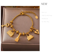 316L Stainless Steel Charm Bracelet For Women 18K Gold Plated Waterproof No Tarnish Women's Multiple Different Pendant Bracelets