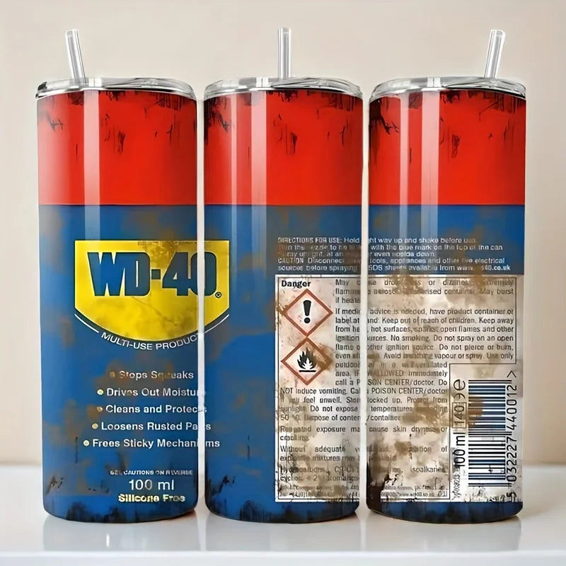 1pcs 20oz Stainless Steel Heat Cold Insulation Straight Water Anytime Bottle, Dual Wall Vacuum Cup, Stains Letter Full Print