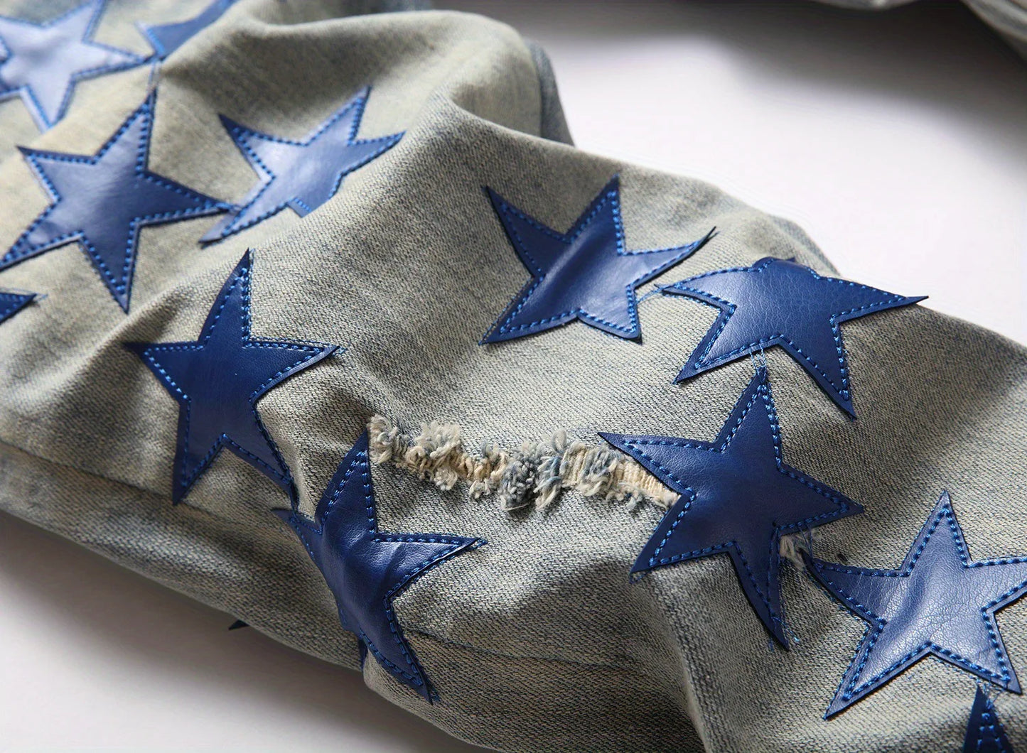 Men Straight Jean Denim Pants Jeans Loose Ankle Length Pant Pockets Casual Washed High Street Distressed Zipper Fly Spliced