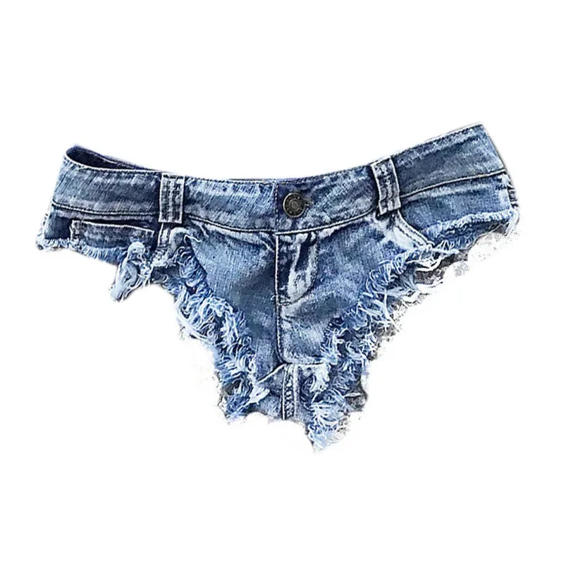 2026 Summer New Women's Sexy Cutting Ripped Destroyed Hot Pants Beach Nightclub Denim Shorts