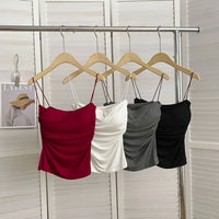 New Women's Halter Top Summer Korean Style Trend Fashion Built-In Women's Bra Stretch Women's Beach Everyday Casual Tank Top