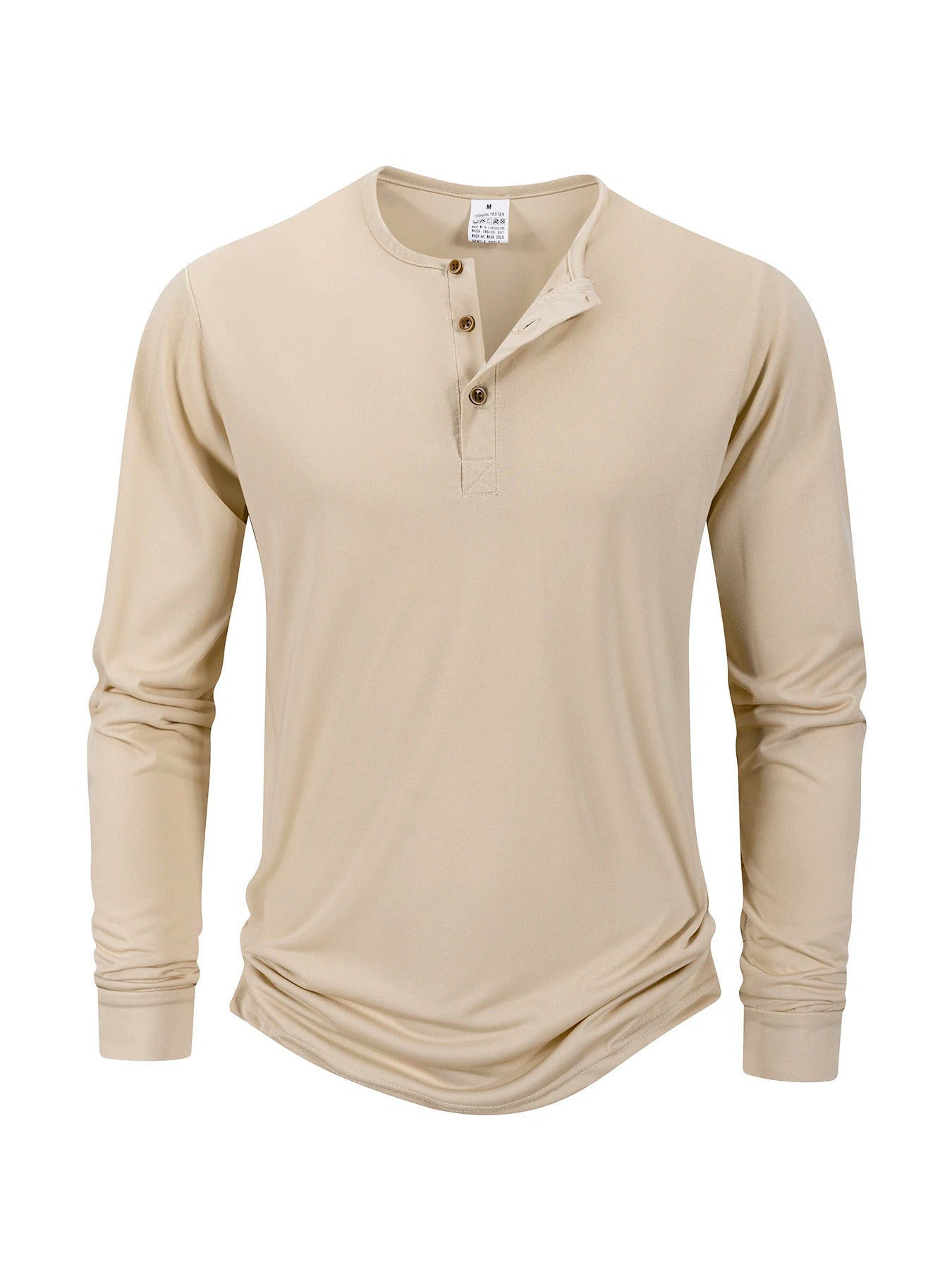 Men's T Shirt Autumn Button Long Sleeve Henley Neck T-Shirt Solid Color Casual Breathable Versatile Tops Fashion Slim T-Shirts
