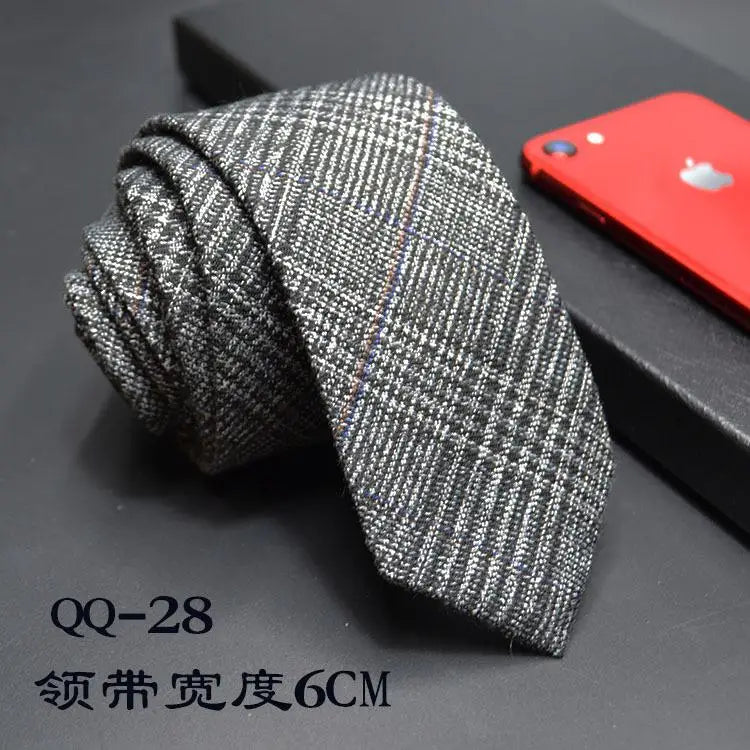 Mens Ties 6cm Classic Cotton Handmade Skinny Neck Ties for Men Striped Narrow Collar Slim Cashmere Tie Casual Plaid Tie For Man