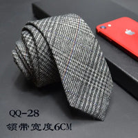 Mens Ties 6cm Classic Cotton Handmade Skinny Neck Ties for Men Striped Narrow Collar Slim Cashmere Tie Casual Plaid Tie For Man