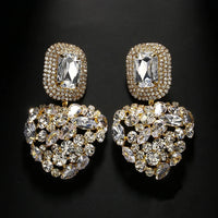 Stonefans Shiny Rhinestone Heart Dangle Earrings Luxury for Women Fashion Jewelry Square Earrings Statement 2024 Designer Y2k