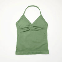 NCLAGEN Longline Strappy Top Sports Women's Yoga Vest With Built In Bra Fitness Top Gym Beautiful Back Running Workout Halter