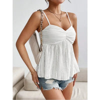 2026 Summer New Fashion Women's Top Spaghetti Strap Camisole Ruffled Hem Chest Folds Sweet Summer Blouse Y2k Clothing