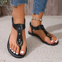 Thong Sandals for Women 2024 Summer Simple Fashionable Flats Outdoor Beach Shoes Casual Ladies Rome Sandals Sandalias De Mujer