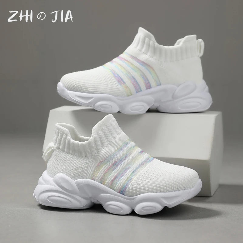 Children's Slip On Socks Shoes Mesh Casual Sports Shoes teenagers Lightweight and Comfortable Running Footwear 27-40