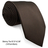 U27 Brown Houndstooth Necktie Set Handmade Wedding Fashion Extra Long Size Classic Ties for Mens Hanky