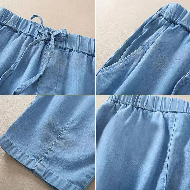 High waisted Jeans For women Summer 2025 New Elastic waisted Loose Washed harem Pants Female Thin Casual Denim Pants With pocket