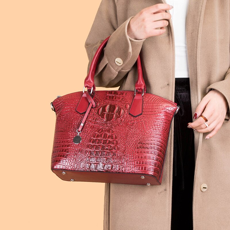 Large Capacity Crocodile Pattern Handbags Luxury Brand Women Handbags Designer Tote Bag Vintage Ladies Shoulder Messenger Bags