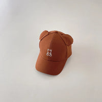 Korean Cute Baby Hat With Ears Cartoon Bear Embroidery Cotton Baseball Cap For Boys Girls Spring Summer Adjustable Kids Sun Hats