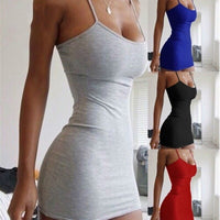 Sexy Women Spaghetti Strap Dresses 2022 Sexy Backless Sleeveless Side Hollow Out Mini dress