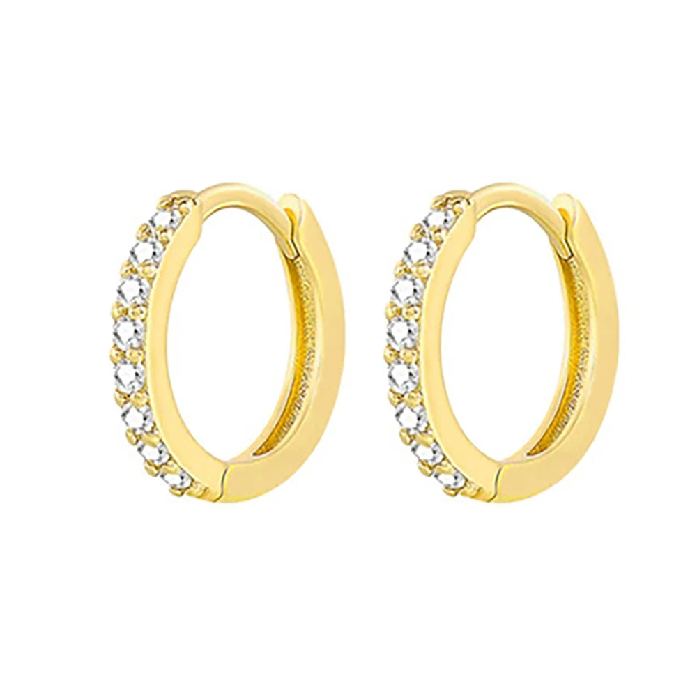 ZAKOL Fashion Round CZ Small Circle Hoop Earrings for Women Gold Color Ear Piercing Jewelry
