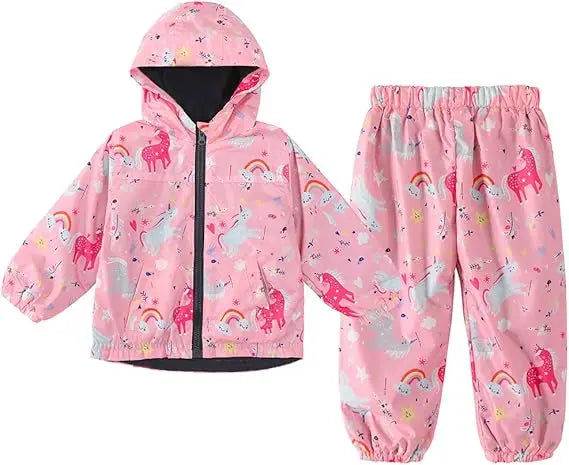 Children's Clothing Sets Cartoon Raincoat Suit Girls Boys Sets Waterproof Top and Pants 2pcs For Kids Hooded Jacket And Trousers