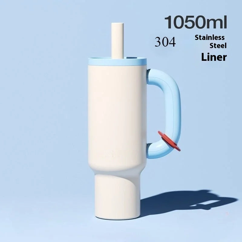 304 Stainless Steel Straw Insulated Ice Cup - Thick, Portable Handle Design for Trendy Hydration 2025 New Female King Cup