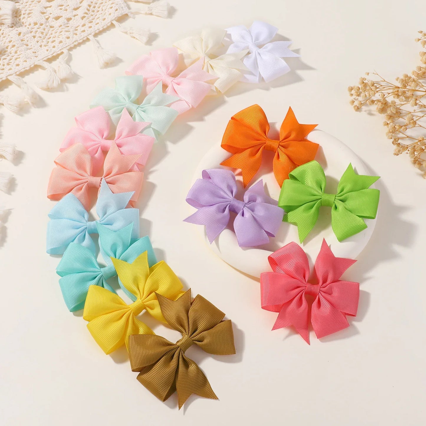 20/40Pcs Sweet Random Candy Color Bow Hair Clip Set for Baby Girls Cute Ribbon Hairpin Kids Headwear Kids Hair Accessories Gifts