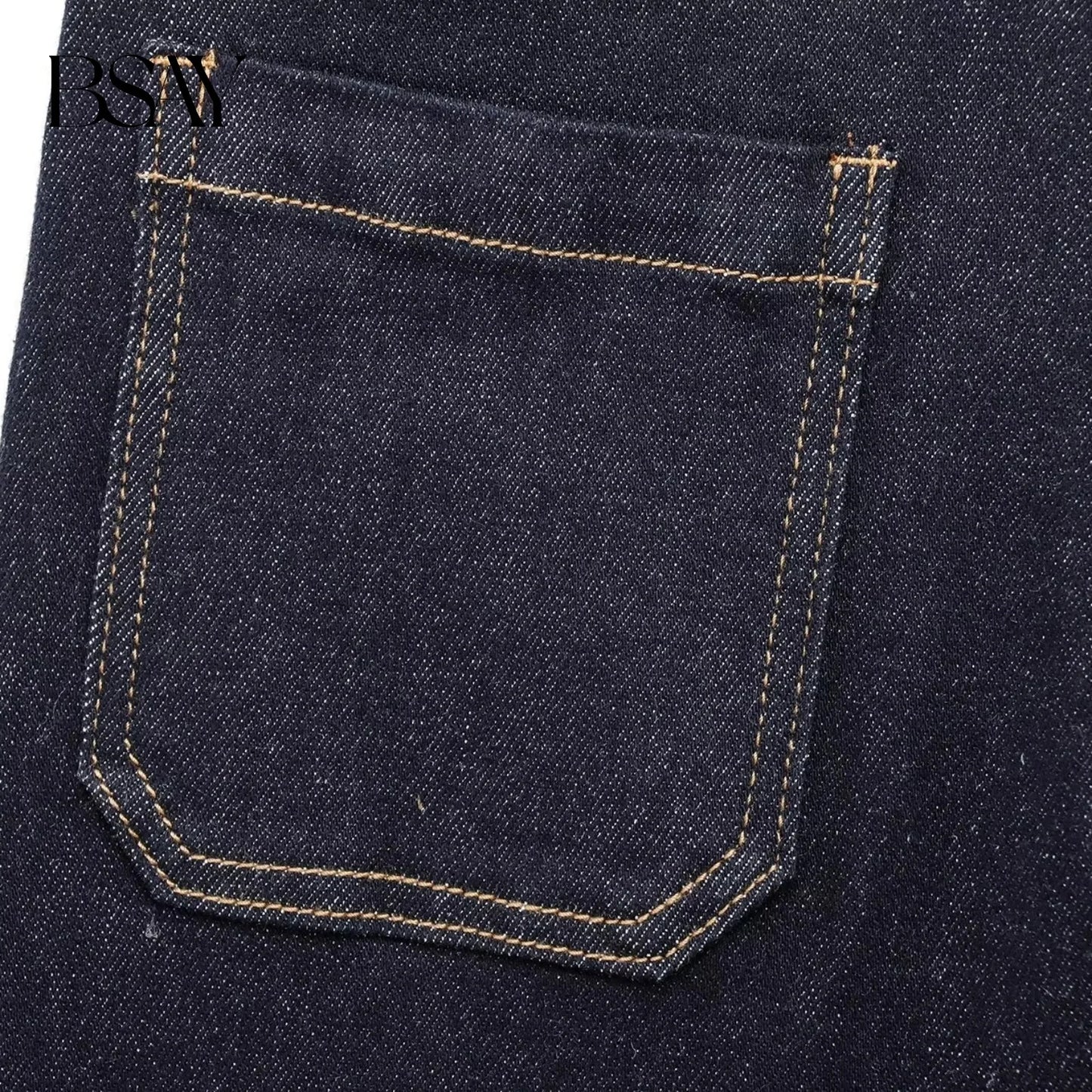 BSAY Jeans for Women Fashion Autumn Winter New Solid Color Pocket Loose Retro High Waist Wide Leg Pants Chic Female Trousers