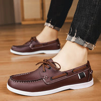 Retro Brown Leather Casual Shoes Man Flats Large Size 40-48 Designer Men's Shoes Comfortable Slip-On Social Shoe Male Moccasins