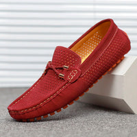 YRZL Men Loafers Casual Slip on Shoes Soft Hollow Leather Lightweight Loafers Man Breathable Comfortable Driving Shoes for Men