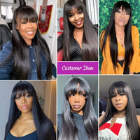 Silkwave Bone Straight Human Hair With Bangs 3x1 Lace Middle Part Wigs For Black Women Brazilian 30 32 Inch Cheap Glueless Wig