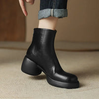 Booties Round Toe Women's Ankle Boots Fashion 2024 Very High Heels Heeled Female Short Shoes Chic and Elegant Boot Footwear Pu