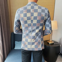 Brand Luxury Plaid Suit Jacket for Men 2023 Autumn Casual Blazer Masculino Fashion Slim Business Wedding Groom Social Dress Coat