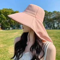 Fisherman Hat Wide Brim Sun Hat Shawl Neck Flap UV Protection Outdoor Travel Beach Hat Women Accessories Summer