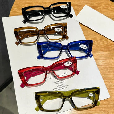 Men Women Small Square Frame Reading Glasses Fashionable Trendy Ultralight Presbyopia Retro HD Far Sight Eyeglasses Plus Diopter