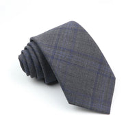 Mens Ties 7cm Classic Wool Handmade Skinny Grey Plaid Neckties Striped Narrow Collar Slim Cashmere Casual Tie Accessories Gift