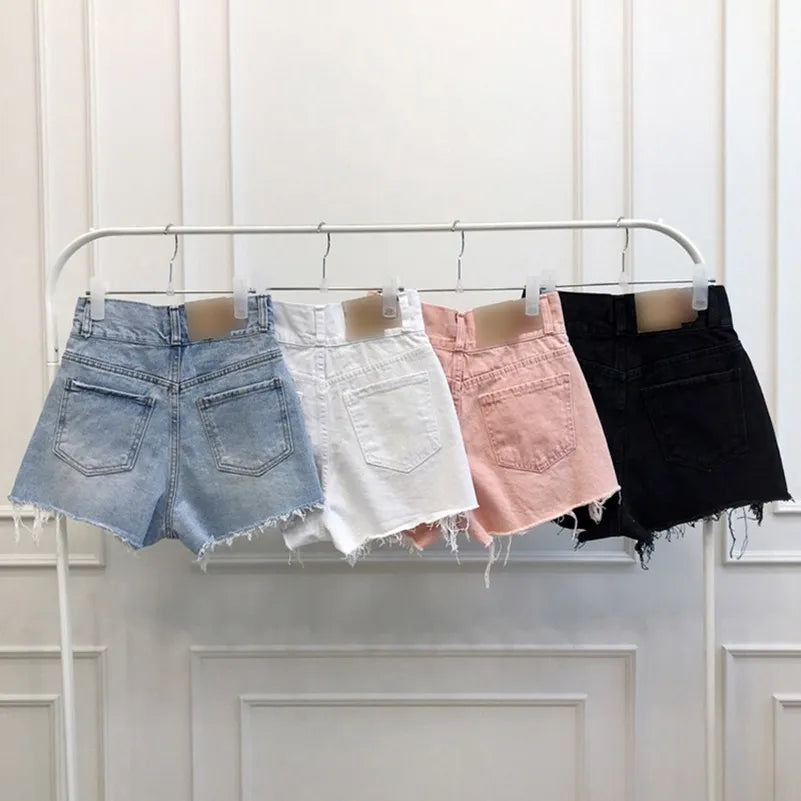 Streetwear Stylish Sexy Hot Shorts Girls Vintage Ripped Jeans Shorts Women High Waist Denim Shorts Female Summer Chic  Casual