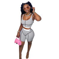 Knitted Ribbed Striped 2 Piece Sets Summer Outfits for Women 2023 Crop Top and Shorts Casual Matching Sets Sportwear Sweatsuits
