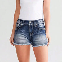 Women's Embroidered Denim Shorts - Stylish and Comfortable Casual Jean Shorts for Summer Fashion